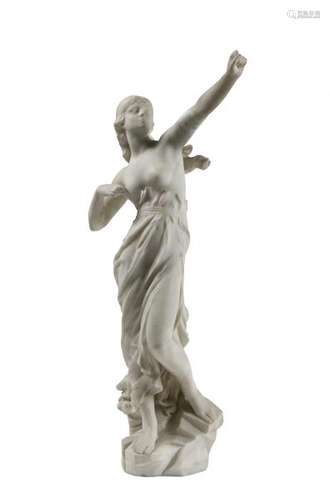 Julien CAUSSÉ (1869-1909).- Jeune femme tirant à l'arc.- Grande sculpture en [...]