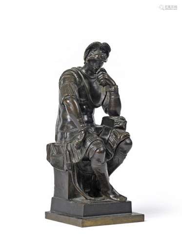 D'après MICHEL-ANGE (1465-1564).- Laurent de Medicis- Sculpture en bronze [...]