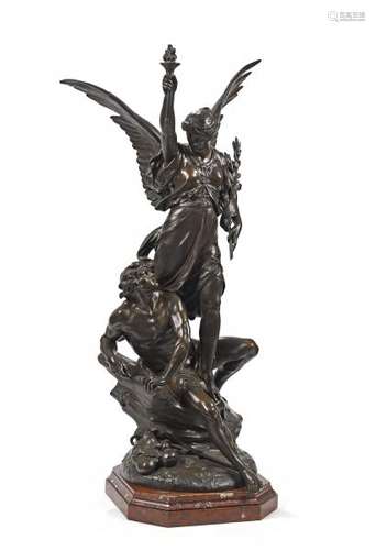 Emile PICAULT (1833-1915).- Excelsior.- Sculpture en bronze patiné portant la [...]