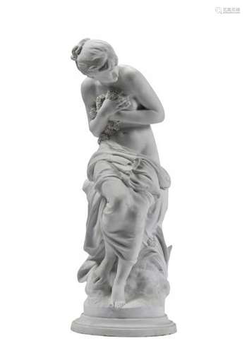 Mathurin MOREAU (1822-1912).- Le Printemps.- Sculpture en biscuit.- 57 x 21 x [...]