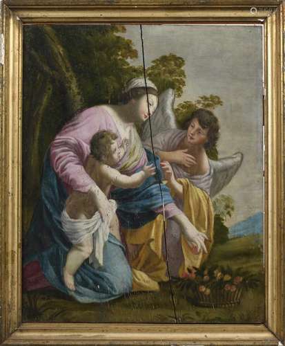 Ecole française XVIIIe d'après Simon VOUET (1590-1649).- Agar et l'ange.- Huile [...]