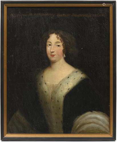 Ecole française XVIIIe.- Portrait d'Angélique de Montmorency, Duchesse souveraine [...]