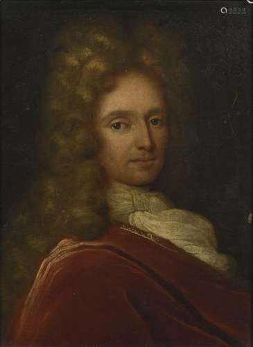 École française, vers 1720.- Portrait d'homme en habits rouges.- Huile sur [...]