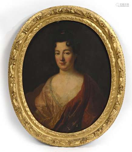 École française XVIIIe.- Portrait de femme.- Huile sur toile ovale.- 75 x [...]