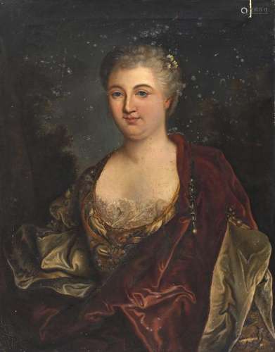 Ecole française XIXe.- Portrait de la Comtesse de Virieux du Bouchage.- Huile [...]