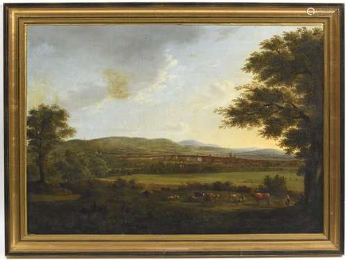 Attribué à Henri VAN ASSCHE (1774-1841).- Paysage animé au troupeau et au berger [...]