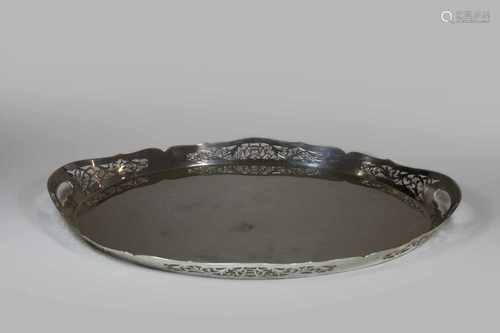 Silbertablett, MAPPIN & WEBB, Scheffield, 1924, 925 Sterling Silber, gestempelt, Gewicht 2790 g,