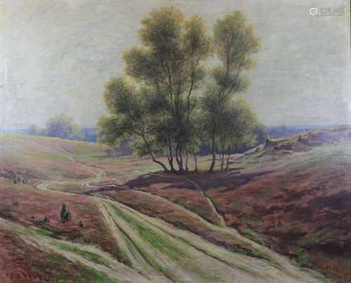 Johann Georg Mohr (deutscher Landschaftsmaler der Spätromantik, 1864 - 1943), Lüneburger Heide, Öl