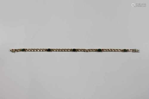 Armband mit Rubinbesatz, um 1980, Gelbgold 585, besetzt mit 5 Rubin Cabochon, L ca.19,3 cm, Ges.-Gew