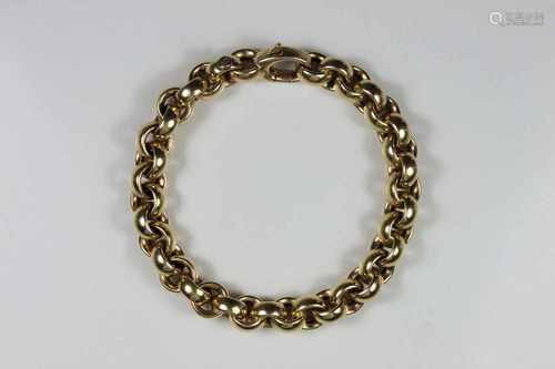 Gliederarmband, Gold 585, L ca.20 cm, Ges.-Gew ca. 26,1 g.