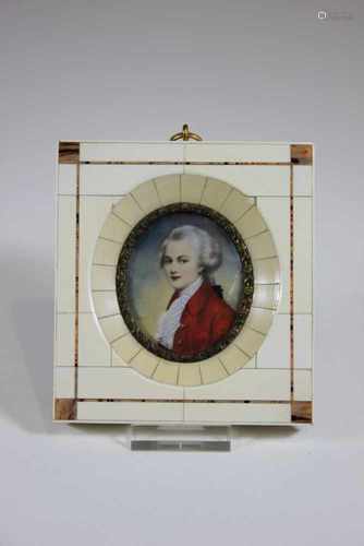 Miniaturmalerei, Elfenbein, 19. Jh., Portrait Mozart, Maße: 10,5 x 11,5 cm. Dieses Los darf auf