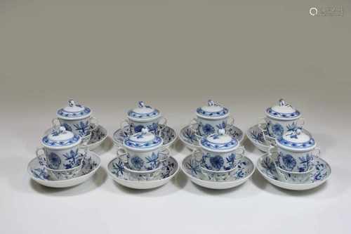 Trombleuse, 3-teilig, Satz von 8, staatl. Meissen, blaue Schwertermarke unter Glasur, 1 Wahl, Form