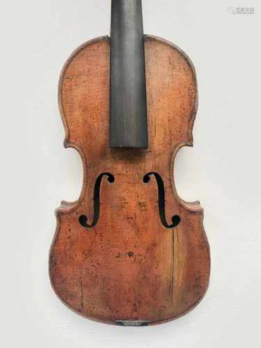 1/2 Violine, Italien, 18. Jh., reparaturbedürftig, L.:43 cm, unbespannt.