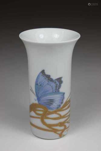 Kleine Vase, Rosenthal, Studio Linie, Entwurf von Alain Le Foll, H.: 10 cm, B.: 5,5 cm.