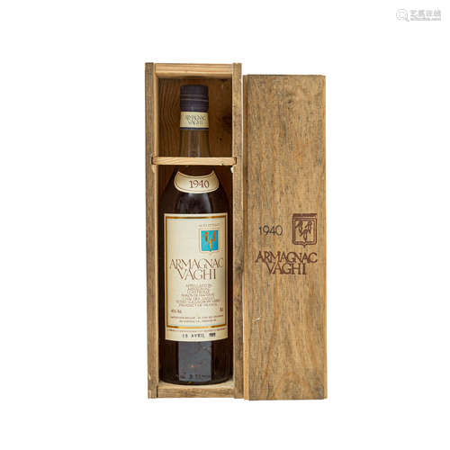 ARMAGNAC VAGHI 1989Frankreich, destilliert: 1940, abgefüllt: 1989, 700ml, 40% Vol., Holzbox anbei,