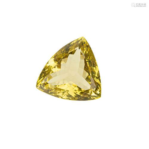 Lemon Citrin, 44,15 ct.,Trillantform.Lemon citrine, 44.15 ct., trillant cut.