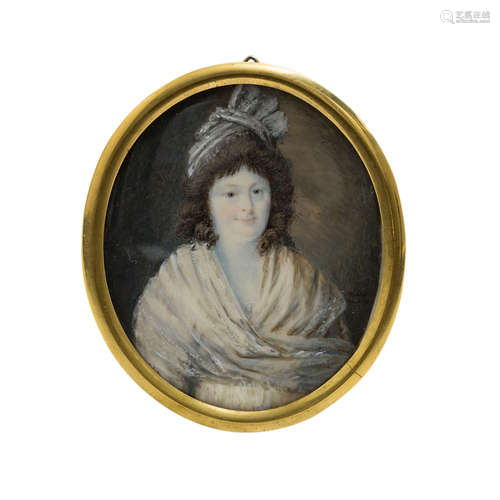 TIELKER, JOHANN ( 1763-1832) atributtiert „ Königin Friederike von Preußen“Gouache, HxB: 8/6,5 cm.