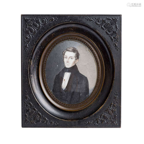 JUNGER HERRGouche; HxB: 7/6 cm. Rahmen mit Firmen-Stempel.YOUNG LORD Gouache; HxW: 7 x 6 cm. Frame