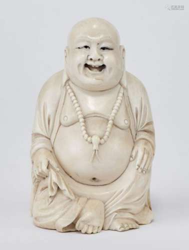 Bouddha rieur, Chine, XIXe s - Ivoire sculpté, H 12 cm -