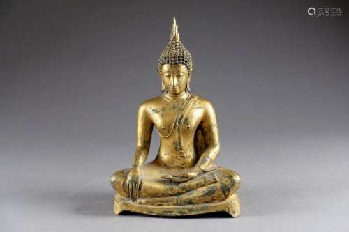 Bouddha Shakyamuni. Assise en vajrasana, la main d…