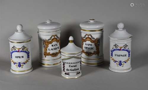 Lot de vases de pharmacie en porcelaine, comprenan…