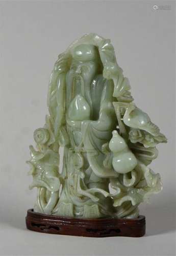 CHINE XXe siècle Shoulao en jadéite sculptée H. 25…