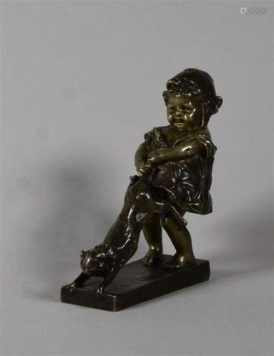 Juan Clara AYATS (1875 1958) Le pauvre chat Bronze…