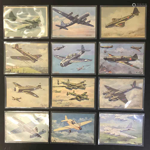 GROUP OF TWELVE FRENCH PLANES RELATED POSTCARDS - VARIOUS SERIES