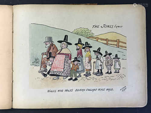 1930s AUTOGRAPHS ALBUM WITH A SKETCHES PAINTINGS AND TEXT