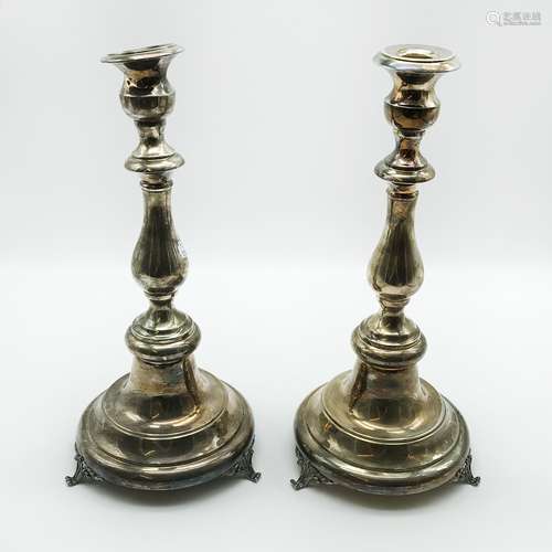 PAIR OF LARGE STERLING SILVER CANDLESTICKS