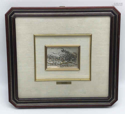 ITALIAN SILVER & GOLD FRAMED PICTURE