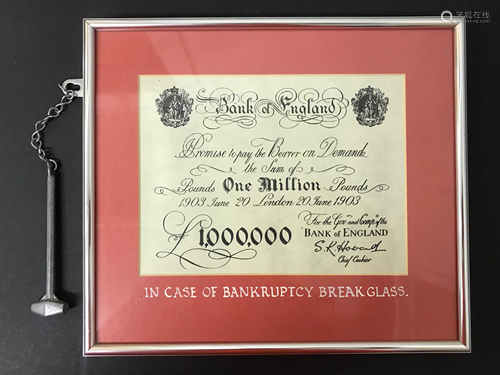 FRAMED ONE MILLION POUNDS WHITE NOTE LIMITED EDITION 4/12