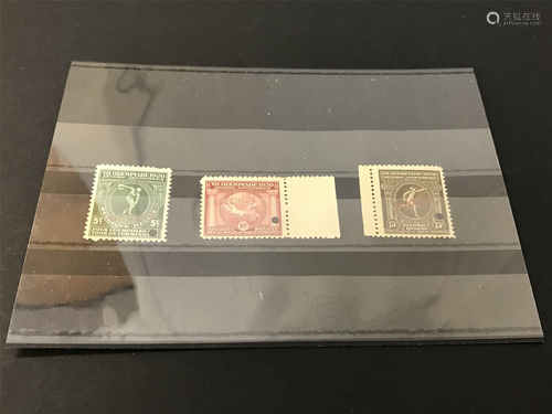 1920 BELGIUM OLYMPIC SET OF 3 STAMPS - SPECIMEN