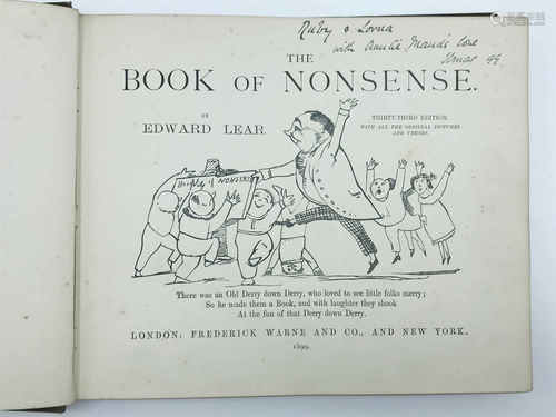 1899 THE BOOK OF NONSENSE BY EDWARD LEAR THIRTY-THIRD EDITION