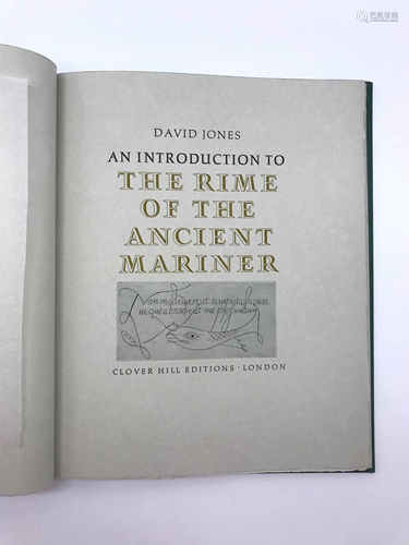 DAVID JONES AN INTRODUCTION TO THE RIME OF THE ANCIENT MARINER - CLOVER HILL EDITIONS