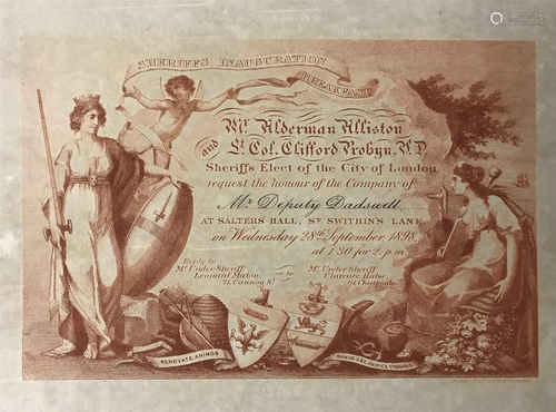 1898 INVITATION FOR SHERIFFS INAUGURATION BREAKFAST BY SHERIFFS ELECT WITH ENVELOPE