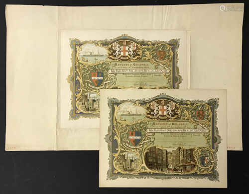 PROOF OF 1894 INVITATION FOR BANQUET AT GUILDHALL BY LORD MAYOR SIR JOSEPH RENALS TWO COPIES,