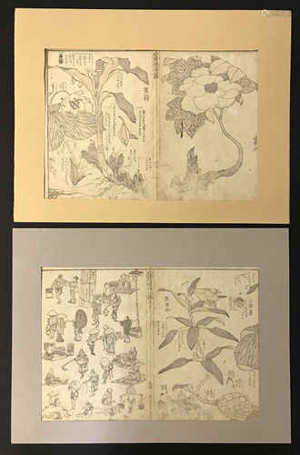 TWO WOODCUT PRINTS BY KATSUSHIKA HOKUSAI 1760-1849