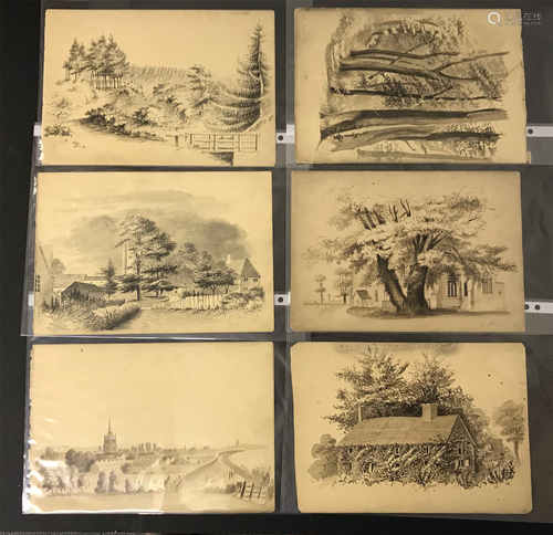 GROUP OF SIX OLD WATERCOLOURS SOME SIGNED