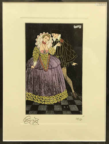 THEATRE - HAND-COLOURED ETCHING ON WOVE ca.1912 ARTIST PROOF - GEORGES BARBIER 1882-1932 - FRANCE