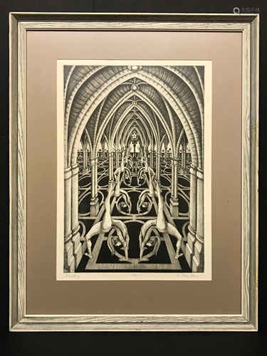 FRAMED ENGRAVING - VAULTING - D SCHINDLER