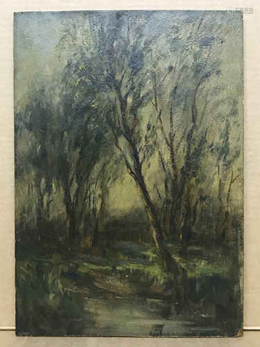 Attributed to Jacob Epstein 1880-1959. English. Oil on panel. “Epping Forest”