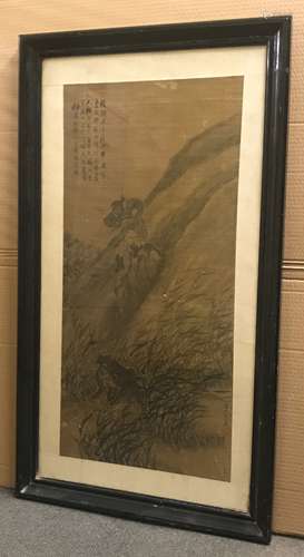 CHINESE WATERCOLOUR HUNTING SCENE