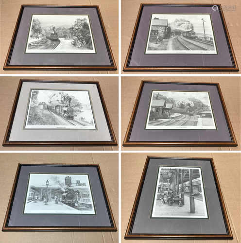 SELECTION OF SIX RAILWAYS RELATED LIMITED EDITION PRINTS SIGNED BY JOHN S GIBB