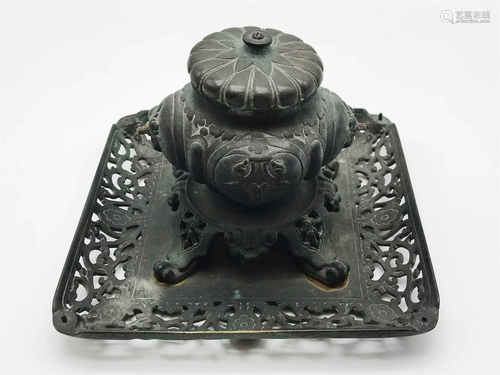 JAPANESE OR CHINESE METAL INKWELL