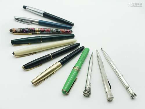 GROUP OF OLD PENS INCLUDING WITH GOLD NIB