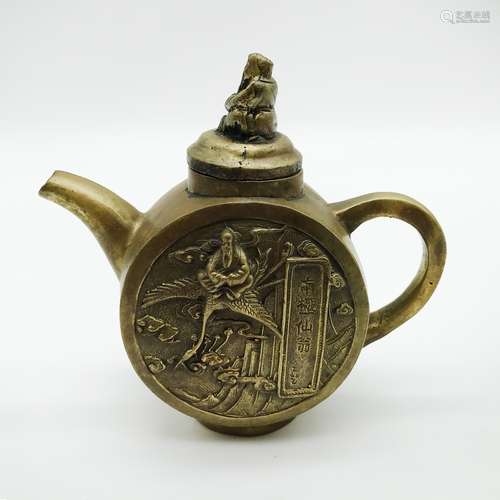 SMALL CHINESE DECORATIVE METAL TEA POT