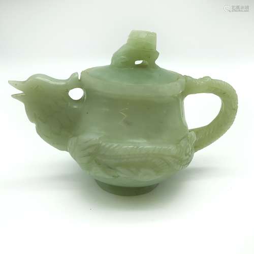 SMALL CHINESE DECORATIVE GREEN JADE TEA POT