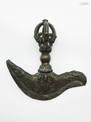 OLD BRONZE TIBETAN BUDDHIST RITUAL KNIFE TOOL