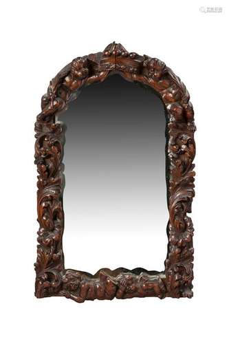 MIROIR en bois naturel mouluré sculpté de feuillag…